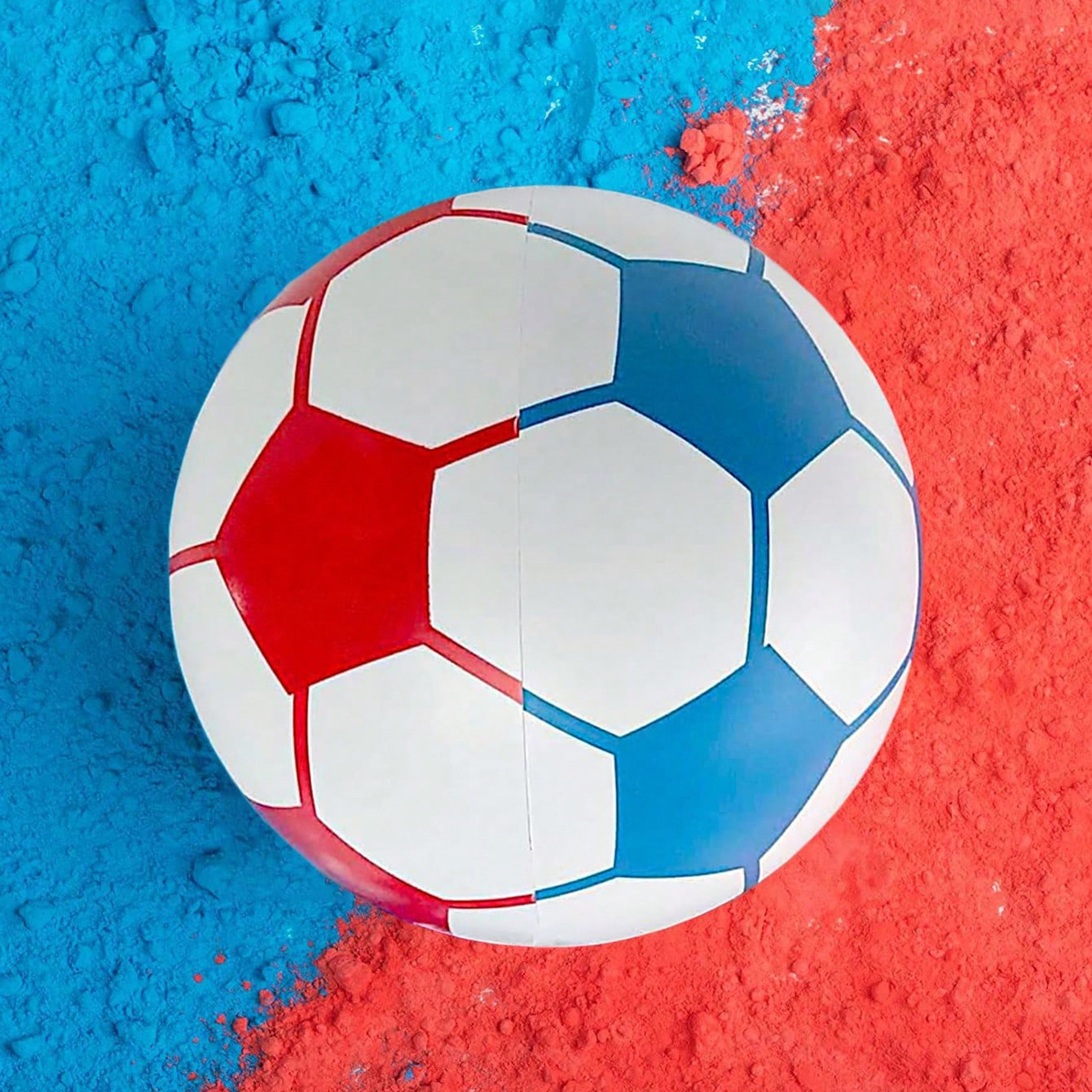 Pink and Blue Football colored powder